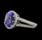 3.04 ctw Tanzanite and Diamond Ring - 14KT White Gold