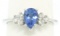 14K White Gold .93 ctw Pear Cut Solitaire Tanzanite & Round Diamonds Accents Rin