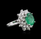 14KT White Gold 2.77 ctw Emerald and Diamond Ring