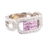 1.03 ctw Pink Sapphire And Diamond Ring - 14KT White Gold