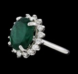 6.51 ctw Emerald and Diamond Ring - 14KT White Gold