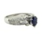 2.45 ctw Oval Mixed Blue Sapphire And Diamond Straight Line Ring - 18KT White Go