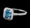 1.96 ctw Blue Zircon and Diamond Ring -  Platinum