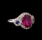 14KT White Gold 2.62 ctw Tourmaline, Sapphire and Diamond Ring