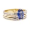 1.31 ctw Sapphire and Diamond Wedding Set - 14KT Yellow Gold