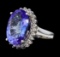 10.74 ctw Tanzanite and Diamond Ring - 14KT White Gold