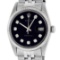 Rolex Mens 36 Stainless Black Diamond Oyster Perpetual Datejust Wristwatch