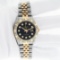 Rolex Mens 2 Tone Black Pyramid Diamond 36MM Oyster Perpetual Datejust Wristwatc