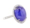 13.60 ctw Tanzanite And Diamond Ring - 14KT White Gold