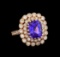 14KT Rose Gold 5.95 ctw Tanzanite and Diamond Ring