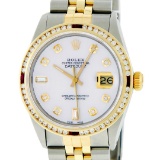 Rolex Mens 2 Tone MOP Ruby Diamond Channel Set Datejust Wristwatch