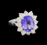 14KT White Gold 3.80 ctw Tanzanite and Diamond Ring