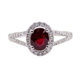 1.00 ctw Ruby and Diamond Ring - 14KT White Gold