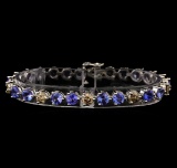 14KT White Gold 9.46 ctw Tanzanite and Diamond Bracelet