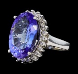 10.74 ctw Tanzanite and Diamond Ring - 14KT White Gold