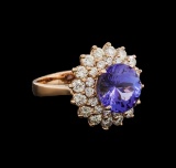 4.78 ctw Tanzanite and Diamond Ring - 14KT Rose Gold