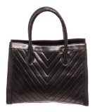 Chanel Black Leather Double Handle Tote Bag