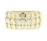 14kt Yellow Gold 1.48 ctw Bar Set Round Diamond Wide Band Ring