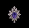 2.00 ctw Tanzanite and Diamond Ring - 14KT White Gold