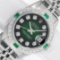 Rolex Ladies Stainless Steel 26MM Green Vignette Diamond Oyster Perpetual Dateju