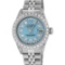 Rolex Ladies Stainless Steel 26MM Blue String Diamond Lugs Datejust Wristwatch