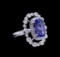 5.87 ctw Tanzanite and Diamond Ring - 14KT White Gold