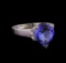 3.86 ctw Tanzanite and Diamond Ring - 14KT White Gold