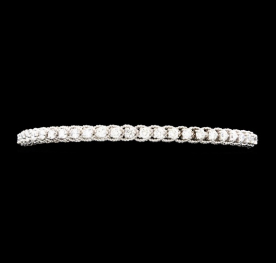 1.65 ctw Diamond Bangle Bracelet - 14KT White Gold
