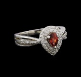 0.50 ctw Diamond and Tourmaline Ring - 14KT White Gold