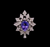 2.00 ctw Tanzanite and Diamond Ring - 14KT White Gold