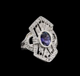 1.84 ctw Tanzanite and Diamond Ring - 14KT White Gold