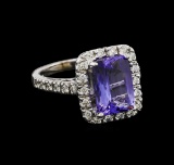 4.03 ctw Tanzanite and Diamond Ring - 14KT White Gold