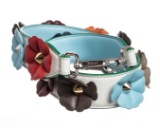 Fendi White Multicolor Leather Flowerland Strap You Interchangeable Shoulder Str