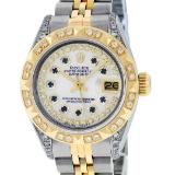 Rolex Ladies 26 Yellow Gold And Stainless Steel MOP Sapphire Lugs Oyster Perpetu