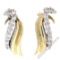 14kt White and Yellow Gold 0.60 ctw Round Diamond Wing Flame Drop Earrings