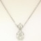 NEW 14k White Gold .45 ctw F VS2 Round Diamond Illusion Solitaire Pendant & Chai