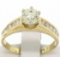 14k Solid Yellow Gold Round Diamond Solitaire Engagement Ring w/ 12 Graduated Ac