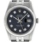 Rolex Mens Stainless Steel Black Diamond 36MM Oyster Perpetual Datejust Wristwat