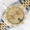 Rolex Mens 2 Tone Champagne Diamond Pyramid Bezel Datejust Wristwatch With Rolex