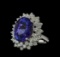 12.04 ctw Tanzanite and Diamond Ring - 14KT White Gold