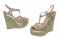 Miu Miu Pistacchio Suede Camoscio Lame Wedges Heels Shoes 39