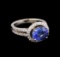 2.35 ctw Tanzanite and Diamond Ring - 14KT White Gold