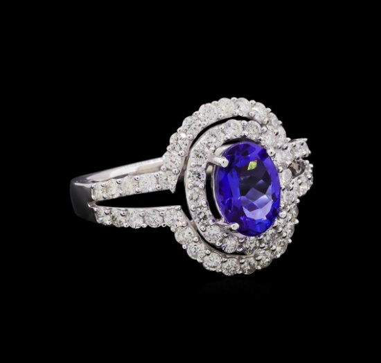 14KT White Gold 1.37 ctw Tanzanite and Diamond Ring