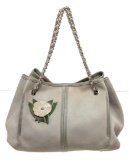 Chanel Gray Leather Drawstring Bucket Bag