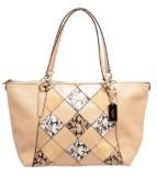 Coach Beige Snake Patchwork Ava Shoulder Bag