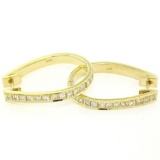 18kt Yellow Gold 0.75 ctw Diamond Oval Hoop Earrings