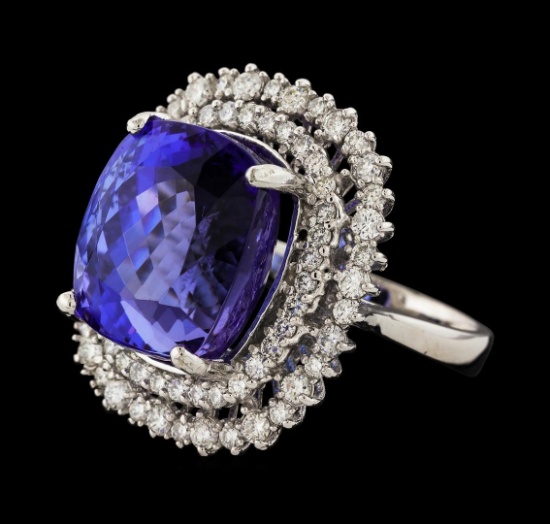 18.03 ctw Tanzanite and Diamond Ring - 14KT White Gold