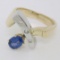 Two Tone 14K Gold 0.98 ctw QUALITY Sapphire Solitaire Ring w/ 3 Diamond Accents