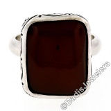 Vintage Sterling Silver Cushion Cabochon Carnelian Solitaire Ring