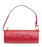 Louis Vuitton Red Epi Mini Papillon Wristlet Bag